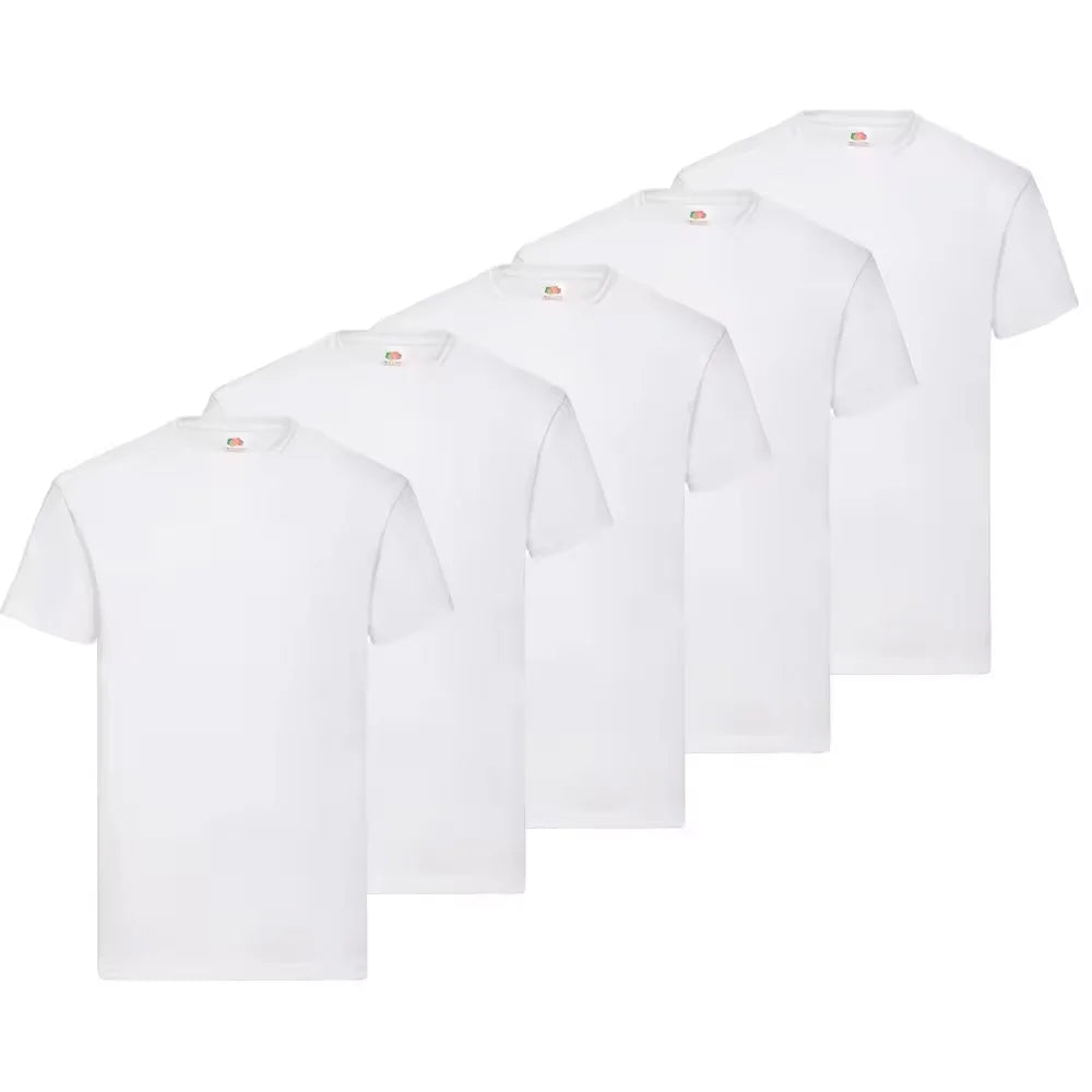 Basic 5 Pack T-Shirts TRAINEANDO 150g/m² White | Unisex Cotton Casual T-Shirts | Regular Fit, Crew Neck, Sizes S-XL, Perfect for Daily Wear and Outdoor Activities.